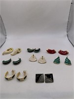 ENAMELED PIERCED EARRING LOT OF 8