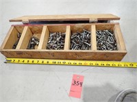Wooden Box with Misc Nuts/Bolts
