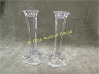 24% Lead Crystal Tall Candlesticks Square Base