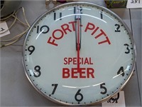 Fort Pitt Beer Telechron Clock - 15"