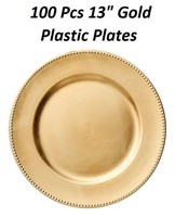 Bokon (100 Pcs) 13" Plastic Plates Set (GOLD)