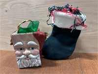 Ceramic Santa Bag and Stocking