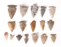 Collection of 17 Stone Arrowhead Points