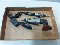assortment of air tools and elc grinder