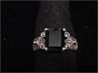 .925 Sterling Black Stone Cocktail Ring