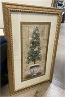 XL wall floral gold frame print matted