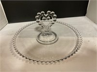 Glass serving plate with heart handle