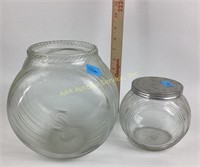 (2) Glass Canisters, (1) Missing Lid.