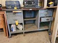 EARLY FACTORY WOOD WORK BENCH NO CONTENTS