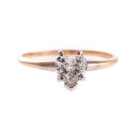 A  Heart Shaped Diamond Solitaire Ring in 14K