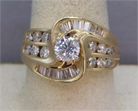 14K SWIRL RING WITH .50 DIAMOND AND 1.5 CTTW