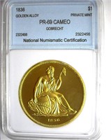 1879 $1 NNC PR69 CAM Gobrecht Golden Alloy Copy