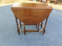 ENGLISH OAK BARLEY TWIST DROP LEAF TABLE