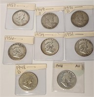 279 - LOT OF 8 US SILVER HALF DOLLARS (138)