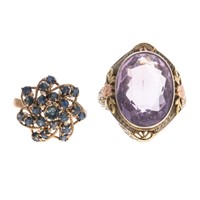 Two Lady's Gemstone Rings in 14K Gold
