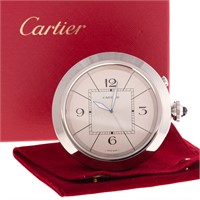 A Cartier Pasha Travel Clock in Stainless Steel