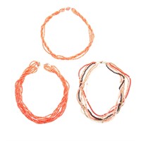 Four Multi Bead Coral Necklaces in 18K & 14K