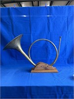Vintage Mounted Brass French Horn
