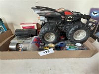 Flat with Misc. Toy Cars, some Batman Toys