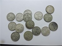 15 -  1940 to 1966 Twenty Five Cent Coins