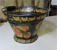 Outstanding  Antique tole ware tin ash bucket