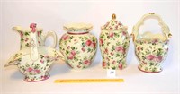 Group Lot of Matching Decorative Items with Rose