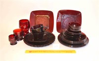 Group Lot of Ruby Red Glass Dishes