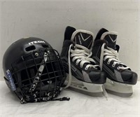 Hockey Head Gear & Skates age 13.5years old