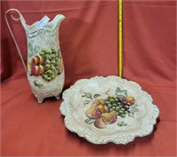COATED METAL DECOR PITCHER AND TRAY