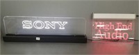 2 lighted signs - Sony & High End Audio - 24" wide