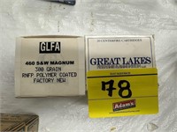 (2) BOXES OF GLFA 450 S&W MAGNUM 300 GRAIN FNFP