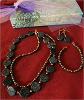 Black Dot Stone Jewelry Set