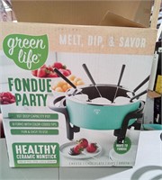Green Life 3qt Fondue Pot w/8 Forks