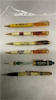 6 Vtg. Adv. Mechanical Pencils-Gulf, Sunoco