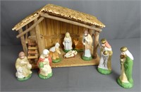 Vintage Christmas Nativity Set with Stable