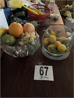 2 Bowls with Fruit and a tray