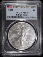 2022 AMERICAN SILVER EAGLE PCGS MS70