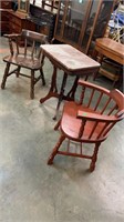 Antique Marble Top Table & Two Chairs