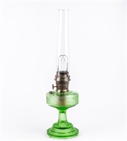 Vintage Green Glass Kerosene Aladdin Lamp