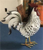 22" White & Black Metal Rooster