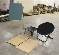 Lounge Chair, Easel/Chalk Board, (2) Cork Boards &