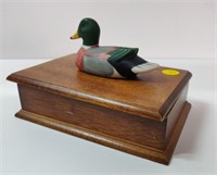 WOOD BOX FOR PLAYING CARDS w/ DUCK HANDLE