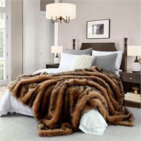 Luxury Plush Faux Fur Blanket Queen Size  Long