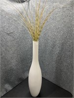 35” white glass vase