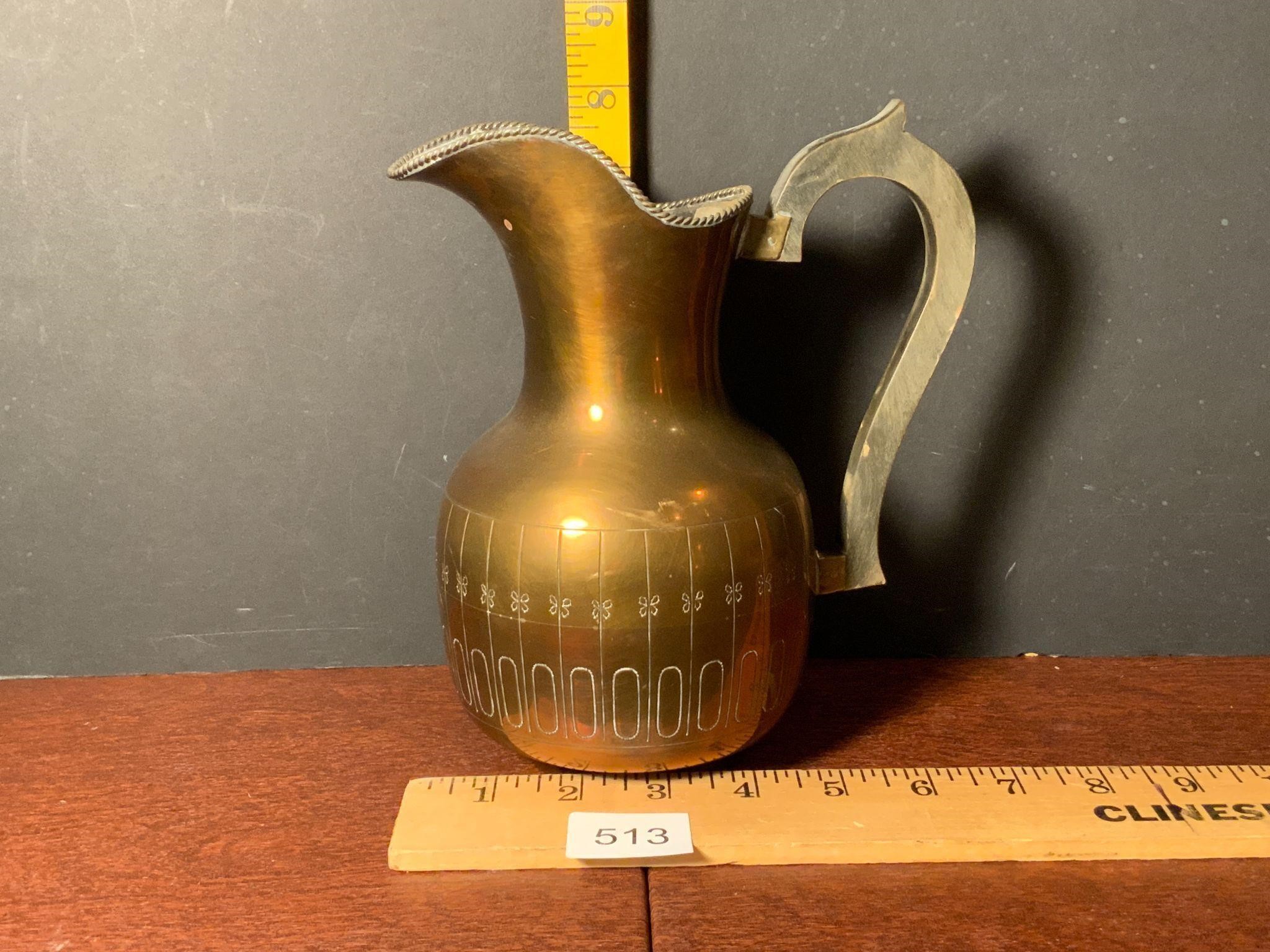 Vintage Ernest Sohn Brass Pitcher