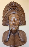 L - CARVED WOOD HEAD 18" (R16)