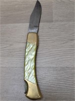 3 3/4" Blade Pocket Knife Brass & Lucite Handle