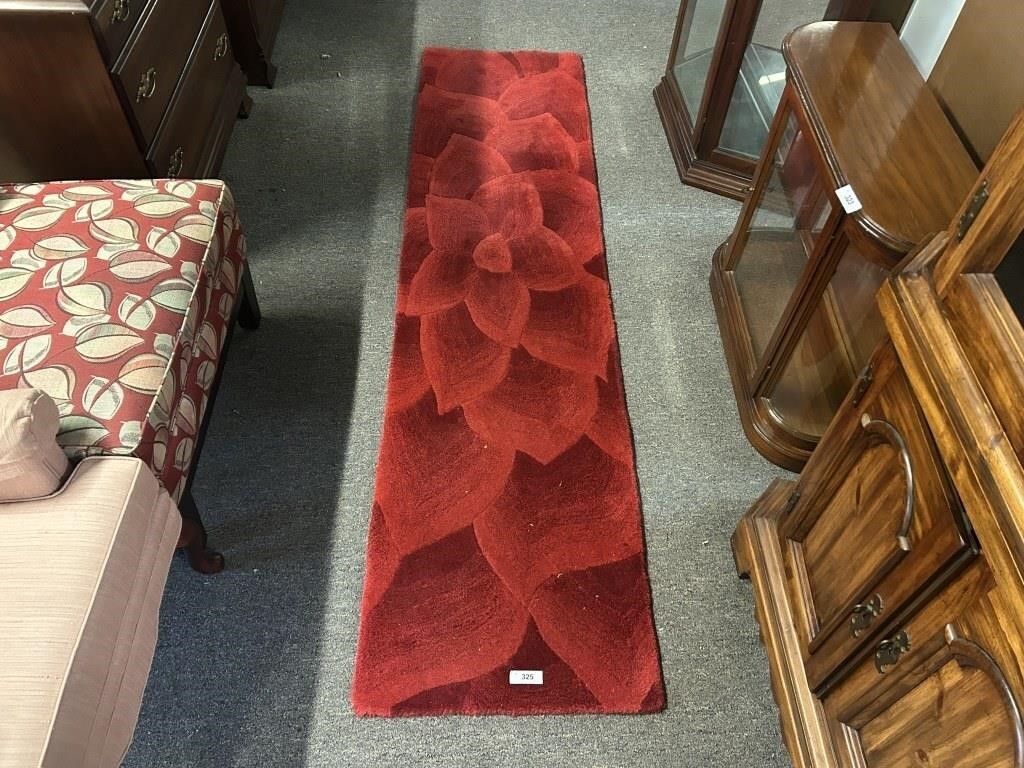 Heavy Red Floral Carpet Runner