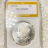 1878-S Morgan Silver Dollar PGA - MS 64 PL