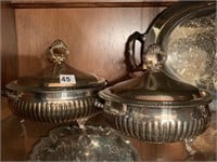 SILVERPLATE SERVING DISHES W/ GLASS LINERS